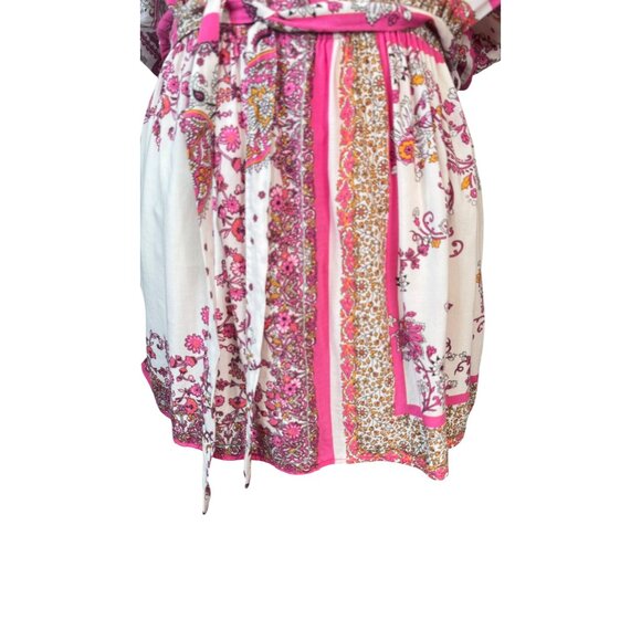 J. Crew XS Re-Imagined Cotton Boho Print Tie-Neck Mini Self Belt Dress - Picture 7 of 13